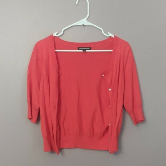 Express design studio women's Medium coral Orange Pink cardigan - Picture 2 of 4
